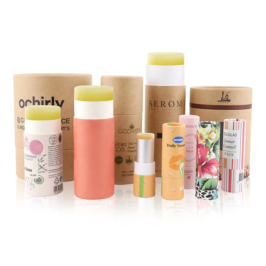 100% переработанные экологически чистые картонные контейнеры из крафт-бумаги с дезодорирующим бальзамом, 1 унция, косметические биоразлагаемые трубки с эффектом пуш-ап для бумаги