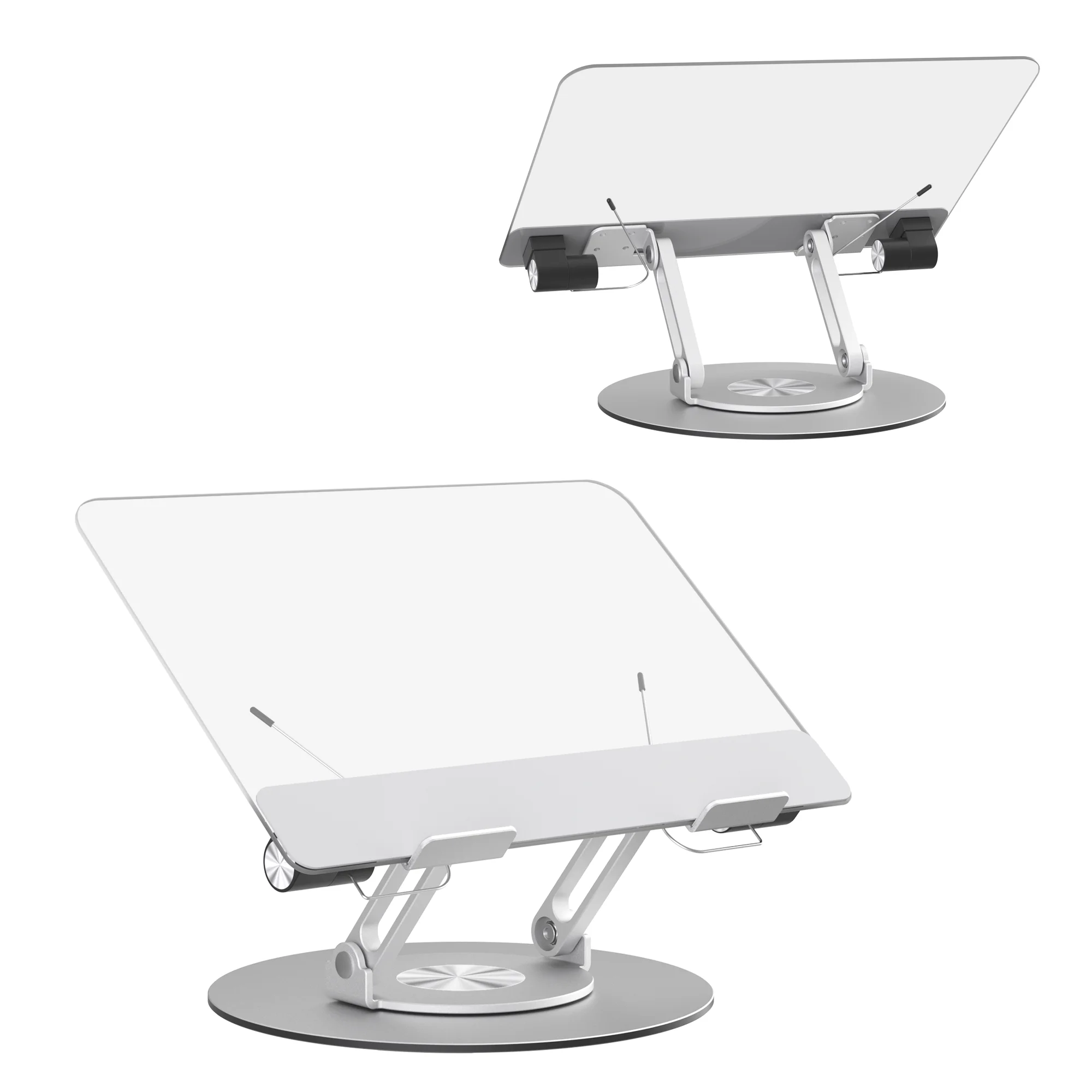 Acrylic Book Reading Stand Aluminum 360 Rotation  display stand Free Regulation Laptop Stand Phone Holder Transparent bookends