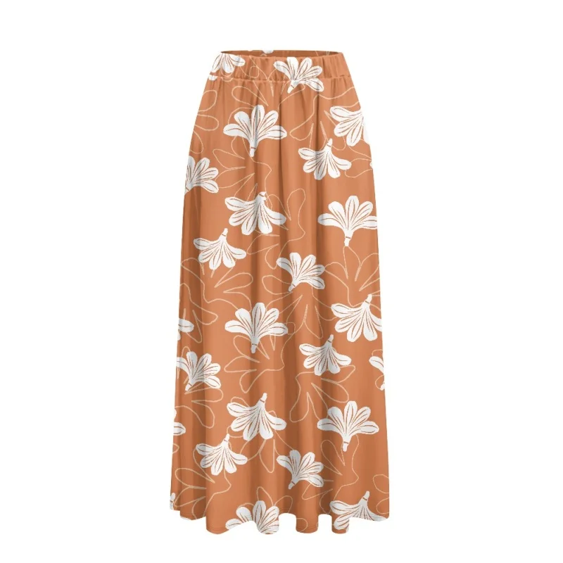 Hawaiian Naupaka Kuahiwi Long Skirt for Girls Low MOQ Print Dropship Summer Casual Maxi Comfortable Stylish Womans Pocket Gown