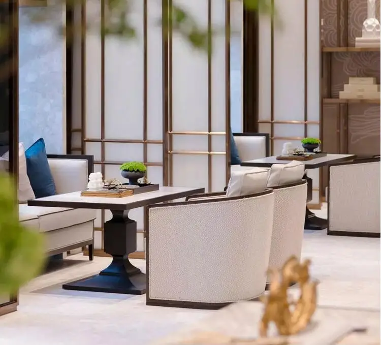 Modern light luxury simple solid wood negotiation table and chair hotel reception chair combination