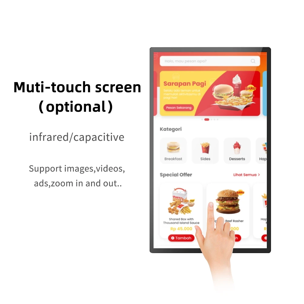 32 43 49 inch Android OS Interactive commercial display Lcd monitor Wall mounted advertising devise Digital signage and display