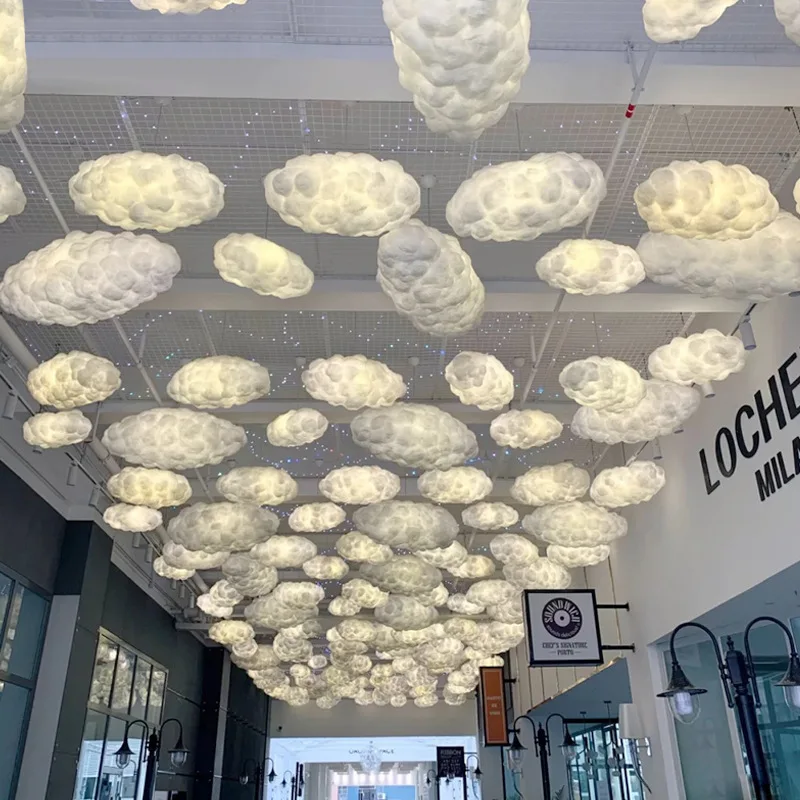 Window decoration chandelier  commercial hotel bedroom silk like cotton cloud chandelier