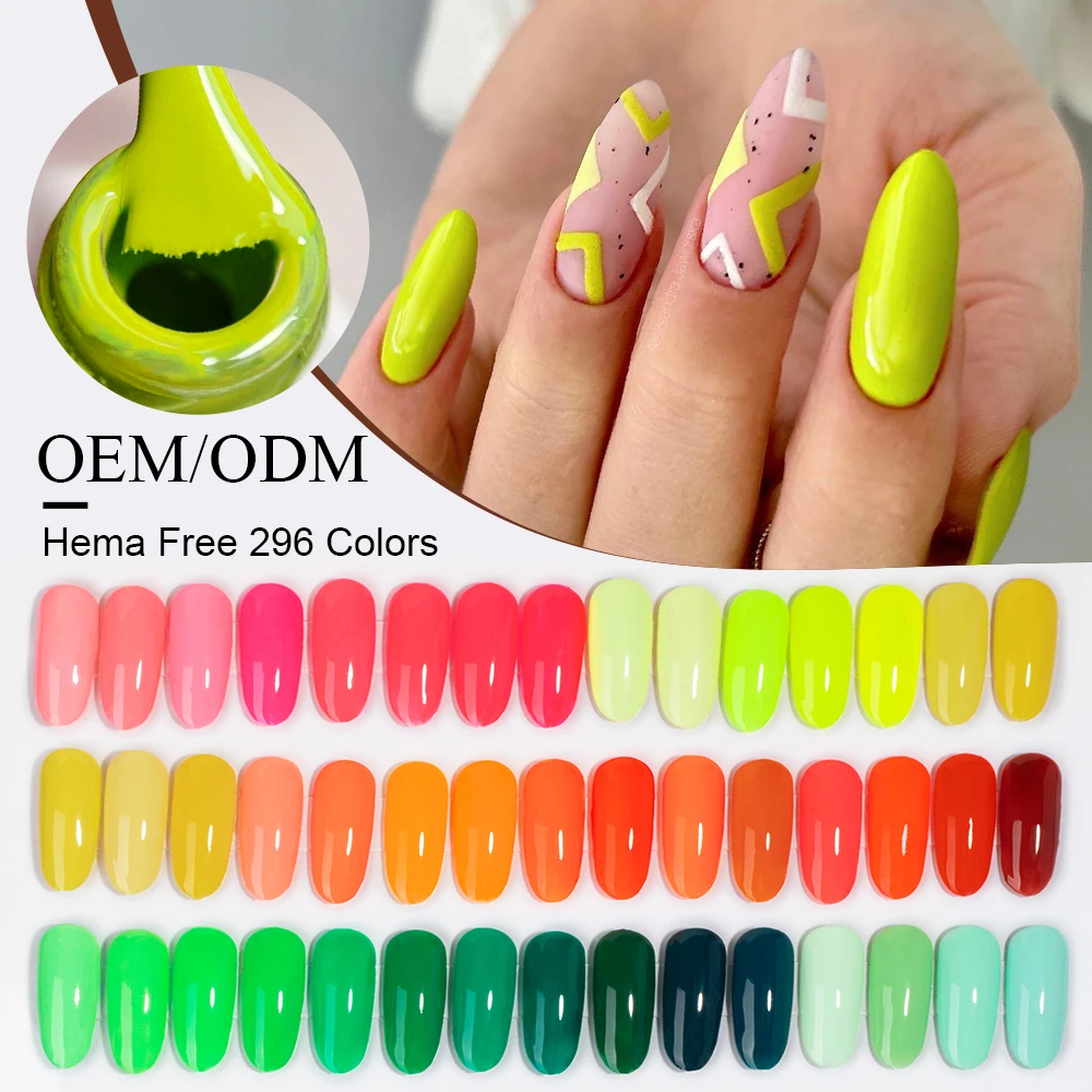Free samples  Wholesale 296 Colors OEM Free HEMA Nail Gel Polish Odorless UV Gel Soak Off Vegan LED UV Gel Nail Polish