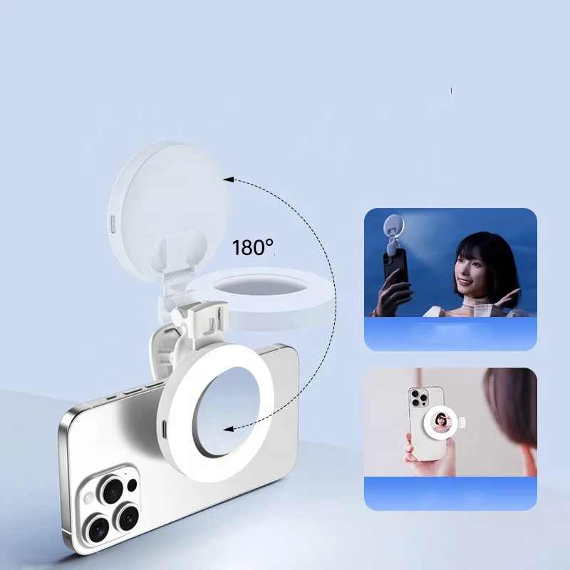 Video Conference Fill Light for Phone Camera Makeup Live Broadcast Degree Rotatable Adjust Brightness