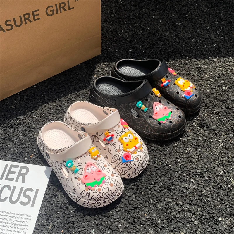 New net red step on the poo feeling baotou slippers female wearing clogs summer platform increase beach sandals male wholesale