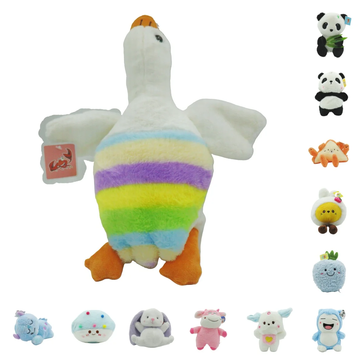 Hot Popular cute stuffed animal plush toy manufacturer rainbow goose fabric & stuff toys plush toys