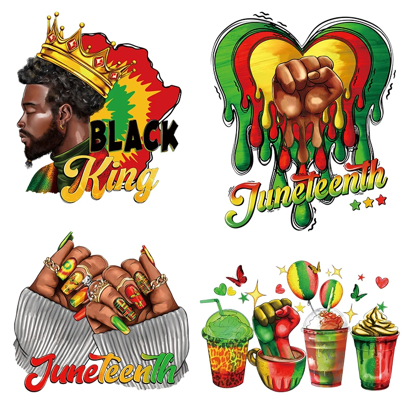 dtf transfers wholesale Hot peel black king queen design clear film screen print dtf transfers Juneteenth for garments