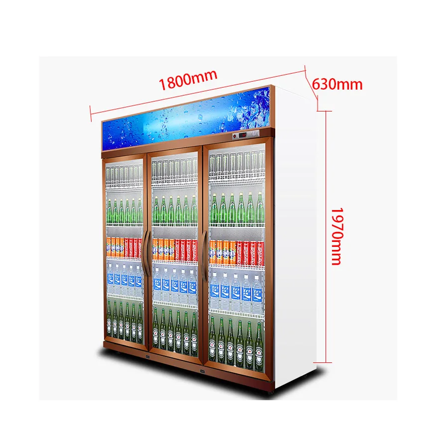 Beverage Cooler Single Glass Door Soft Drink Display Refrigerator for Supermarket