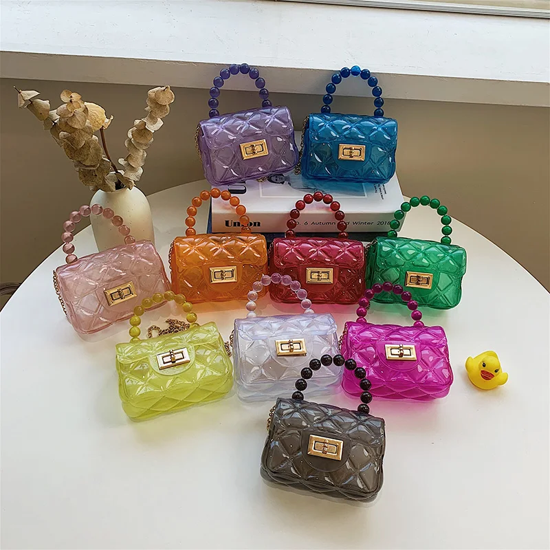 Wholesale Custom Small clear Jelly Ladies Bags mini Kid coin purse woman hand bags mini candy jelly purse