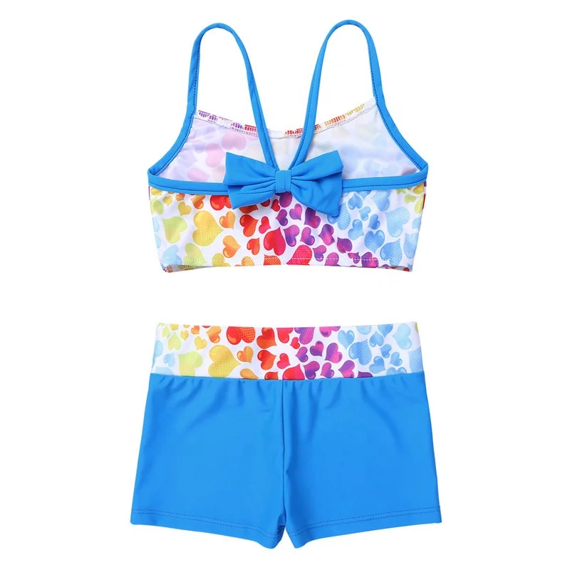 
New Children Girls Polka Dot Strappy Top Bra and Shorts Set for Swimwear Gymnastics Leotard Dancing Exercise Workout Outfits 