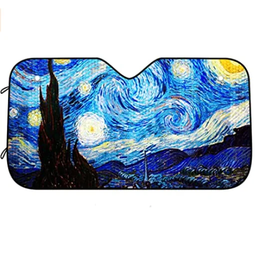 Van Gogh Star Sky Summer Lightweight Car Curtain Sunshade Durable Cars Foldable Sun Shade UV Protector Custom Logo