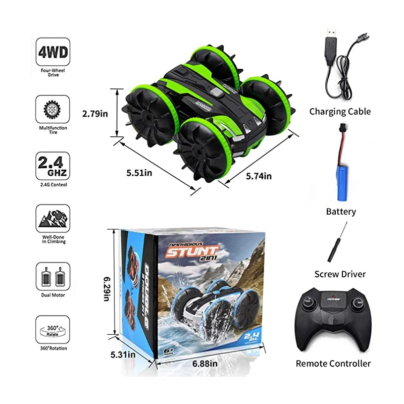 Flip Rotate Car Toys 4wd 360 2.4g Mini Amphibious Vehicle Double-sided Stunt Rc Car Waterproof Remote Control toy car for kids