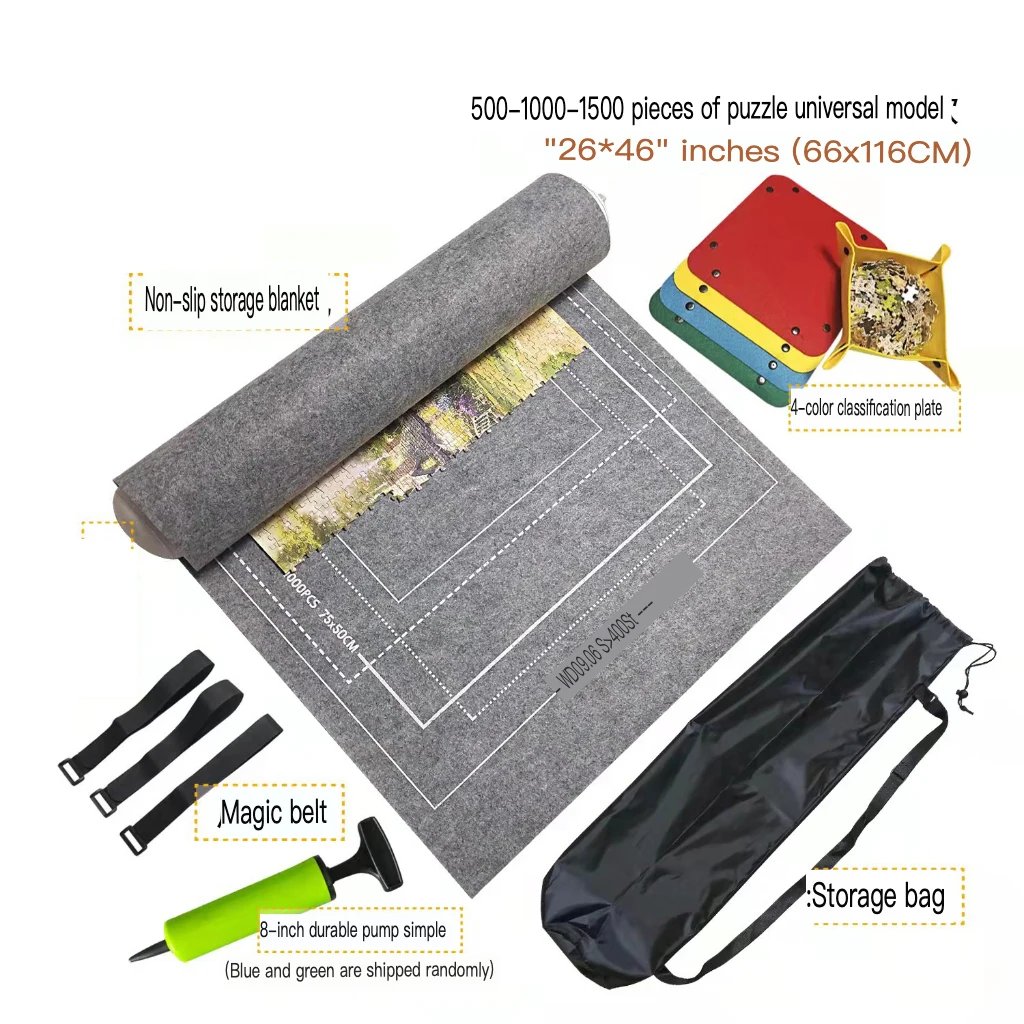 Premium Felt Jigsaw Puzzle Mat Roll Up Easy Carry Storable Non-slip Pad Auxiliary Classification Storage Tool for 1000-3000pcs