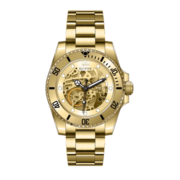 Luxury Custom Automatic Movement Black Low Moq Sapphire Glass Dive Date Frame Stainless Steel Design Stylish Watches For Men