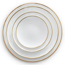 Gold rimmed charger plate dinner plate for wedding hotel rental