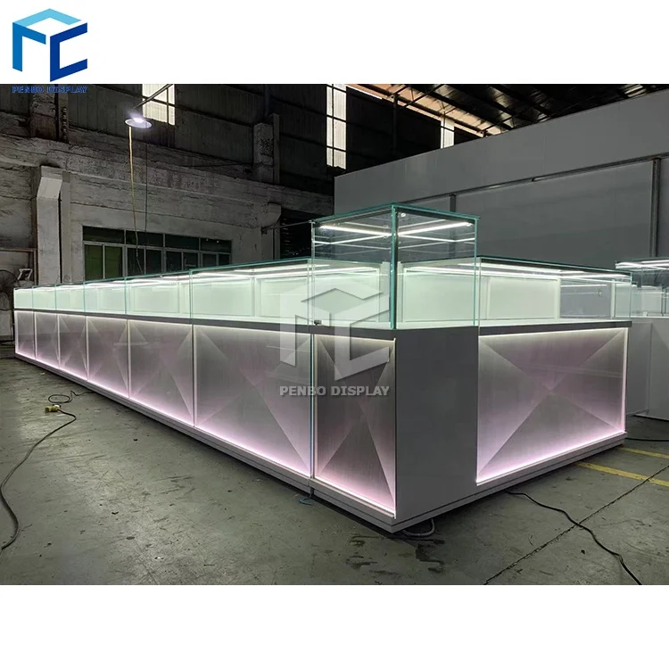 Factory Custom Mall Kiosk Glass Jewelry Showcase Shop Design Jewellery Kiosk Counter Display Jewelry Kiosk For Sale