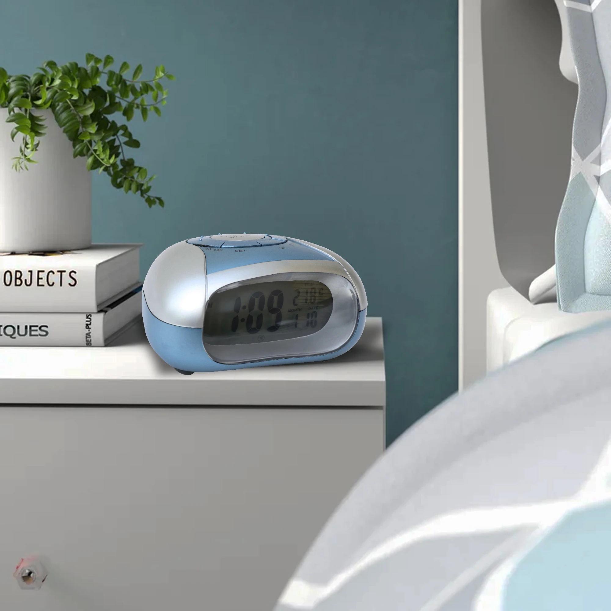Heart-shaped talking table clock showing temperature time Month date Mini table clock digital alarm clock
