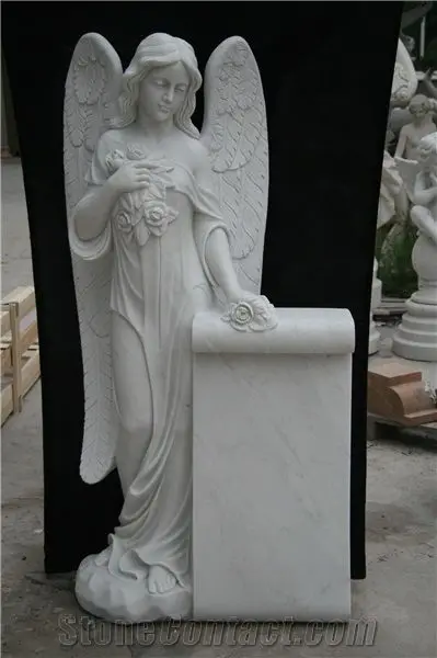 Refine Factory directly supply White marble angel and heart tombstone for graves