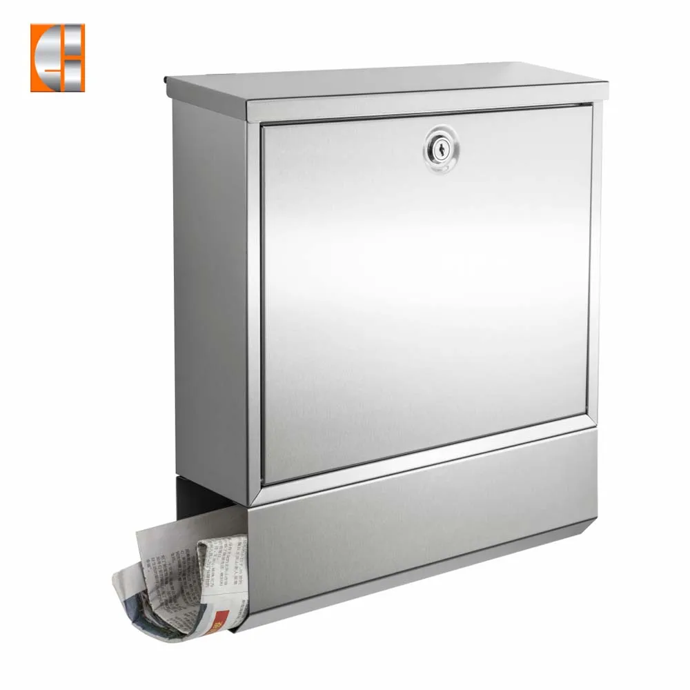 Stainless steel apartment post box Wall mounted newspaper letter box Key locking mailbox