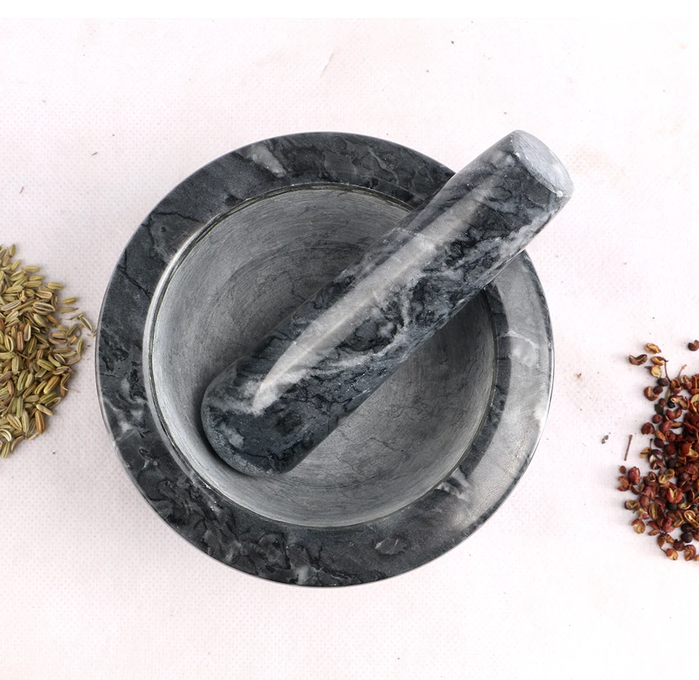 wholesale Natural marble mortars pestles set pepper garlic stone spice grinder mortars pestle for kitchen