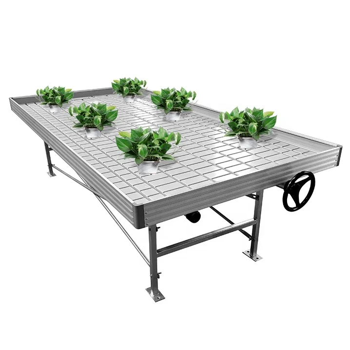 4x8 Ebb Flow System Indoor Hydroponic Culture Movable Rolling Bench Grow Table Seedbed For Plant Growing