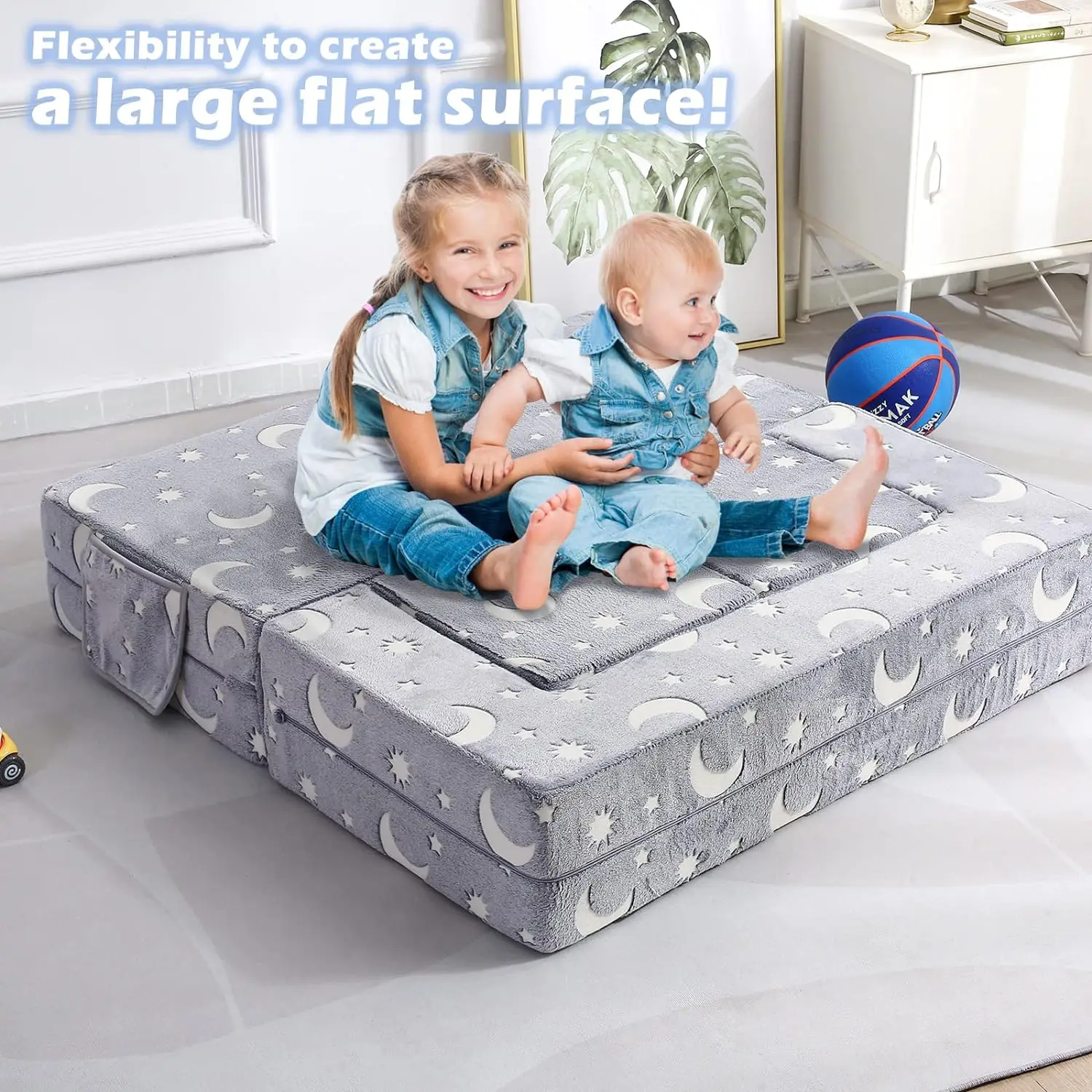 3 in 1 Convertible Plush Foam Fold Kids Explore Play Sofa Toddler Couch Kids Sofa
