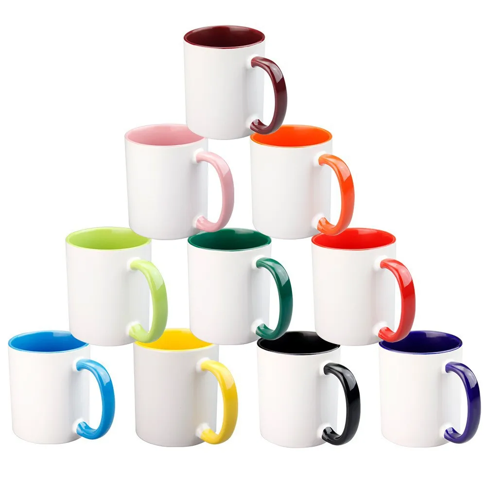 11OZ Inner Rim Color Mug for Heat Transfer Sublimation Mug, Mug Sublimation blanc 11oz, Inner Color Sublimation Mug