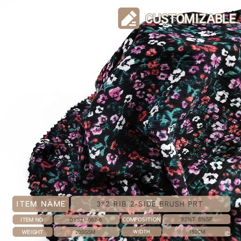 HOT SALE ESSE TEXTILE DTY 3*2 RIB 2-SIDE BRUSH PRINT FABRIC FOR WOMEN DRESS AND SWEATER TELA