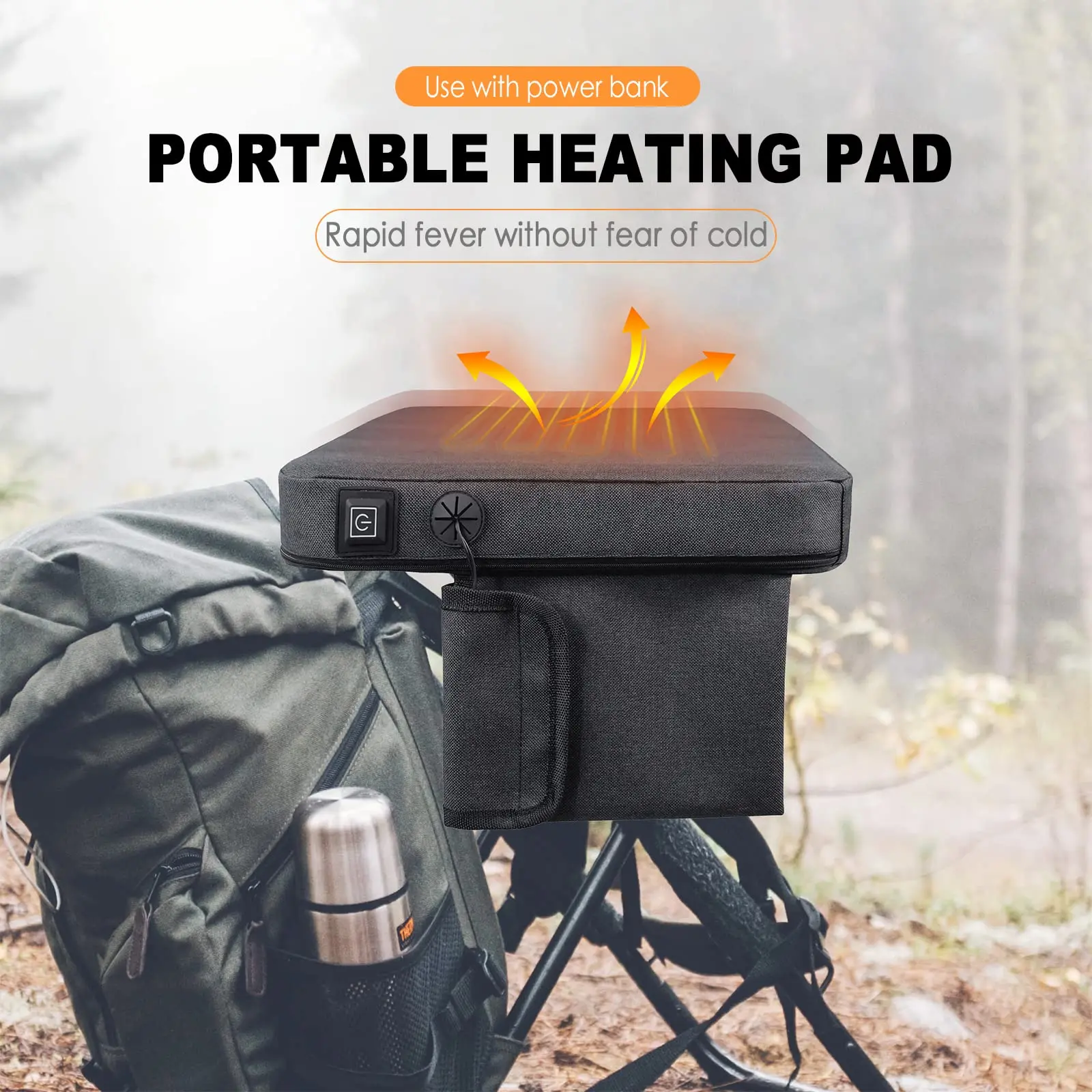 Adjustable Temperture Heating Seat Pad USB Battery Heating ,Portable Heated Cushion  for Outdoor Camping, Fishing