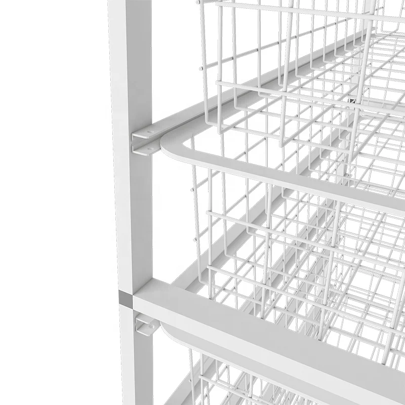 Contemporary Modern Simple Closet wire basket kits organizer White powder coating closet kits with 8 rotating wheels