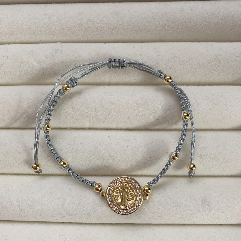 Faith SAN Benito Charm Bracelet Gold Plated Brass Freshwater Pearl Zircon Heart Bead Blessed Adjustable Bracelet Jewelry