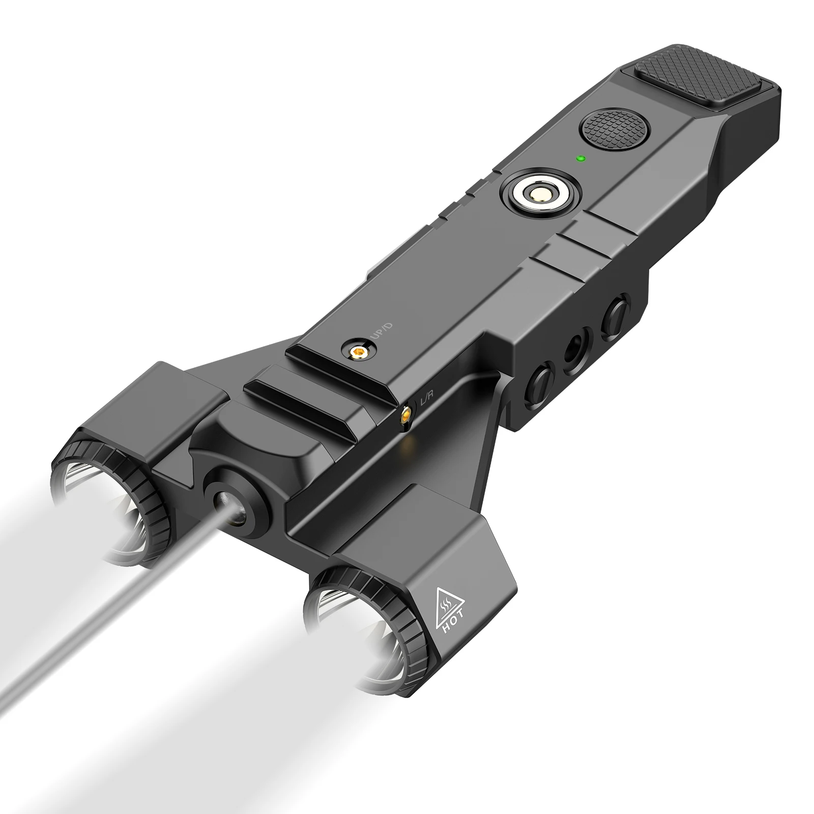 2024 Hot Item Dual Lens 1450 Lumen Tactical Flashlight with IR Laser Beam Combo, Rechargeable Tactical Flashlight laser