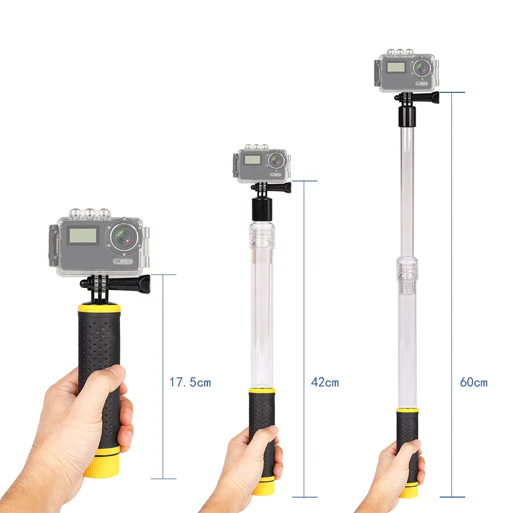 Kaliou G008  2nd generation transparent crystal pole selfie stick series is suitable for Go pro sports camera