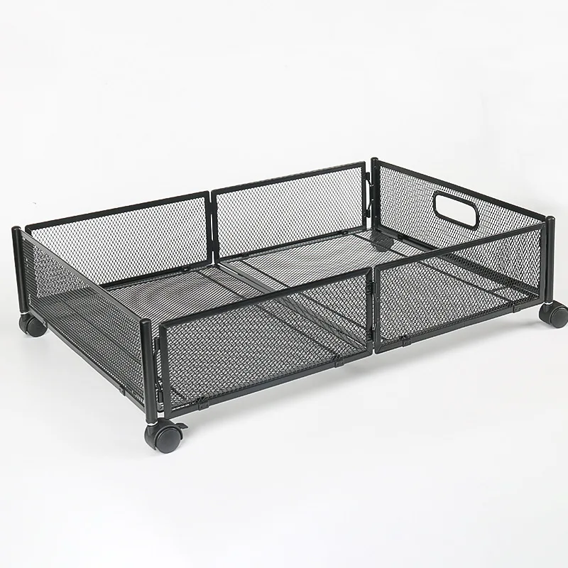 Metal Mesh Multifunctional Under Bed Storage With Wheels Under Bed Storage Container for Clothing, Shoes, Books, Toys Storage