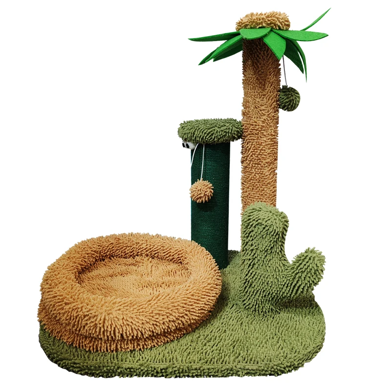 Pet Condo Pet Supplies  Trees Play Furniture Scratcher Modern Green Cat Tree Tower Multi-Layer Cat Climbing Frame Tree