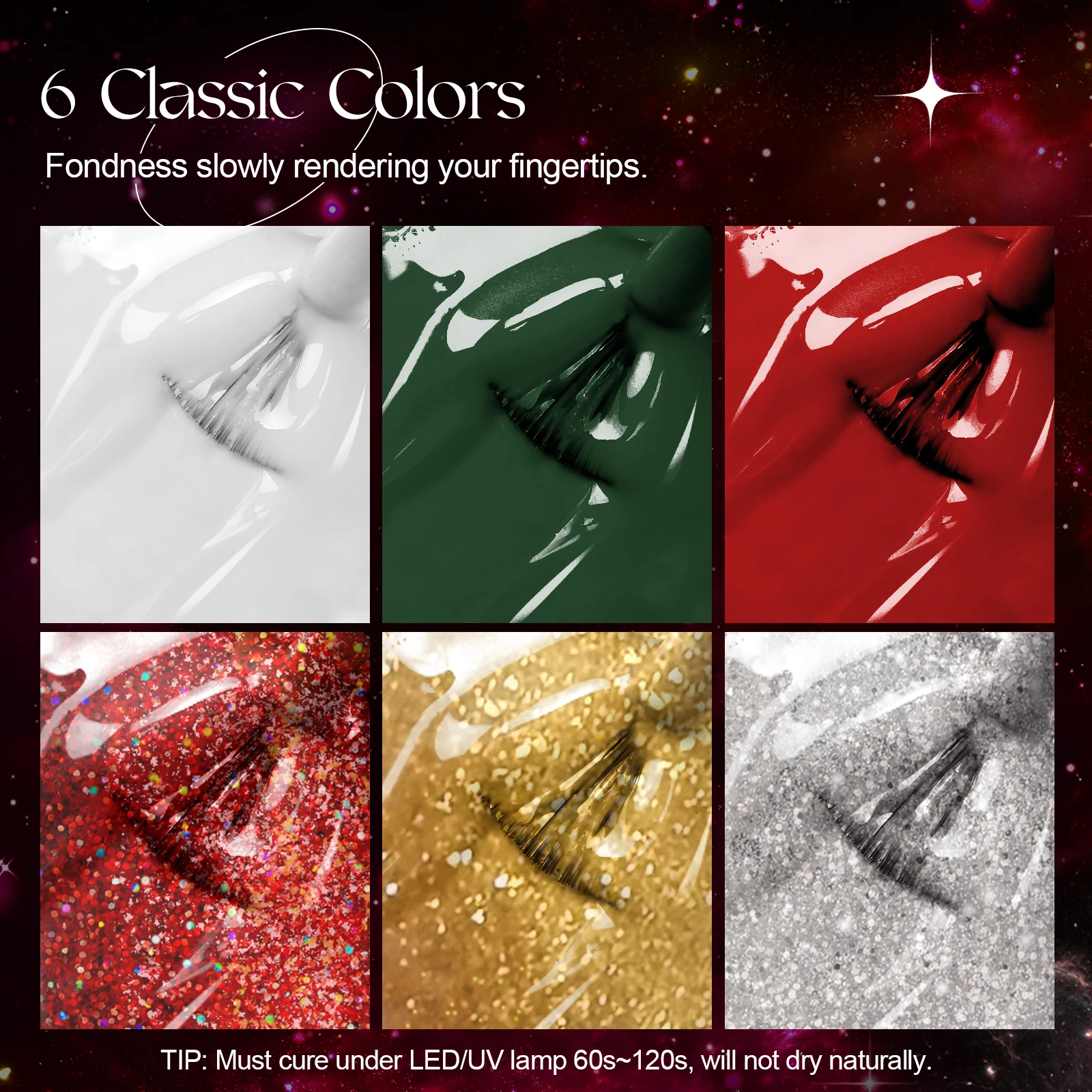 ROSALIND nail supplies private Label  very good french manicure Christmas gift red/gold glitter gel nail polish set box uv gel