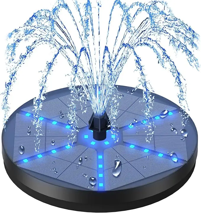 Floating Solar Pool Water Fountain Colorful Lights 7 Spray Nozzles Night Water Show Garden Waterfall Solar Powered Fountain
