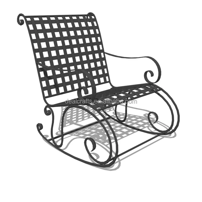 Metal Patio Rocking Chair,Wrought Iron Outdoor Garden Iron Art Scroll Rocker for Courtyards for Patio, Garden and Deck Chair