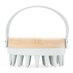 Fast delivery Silicone Head Scrubber Dandruff BrushSilicone Bristle Hair Scalp bamboo hairBrush