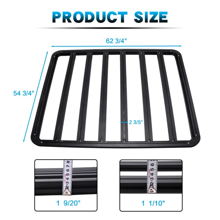 Aluminum Roof Rack Carrier Luggage Platform for Jeep Wrangler JL 2 door & 4 door