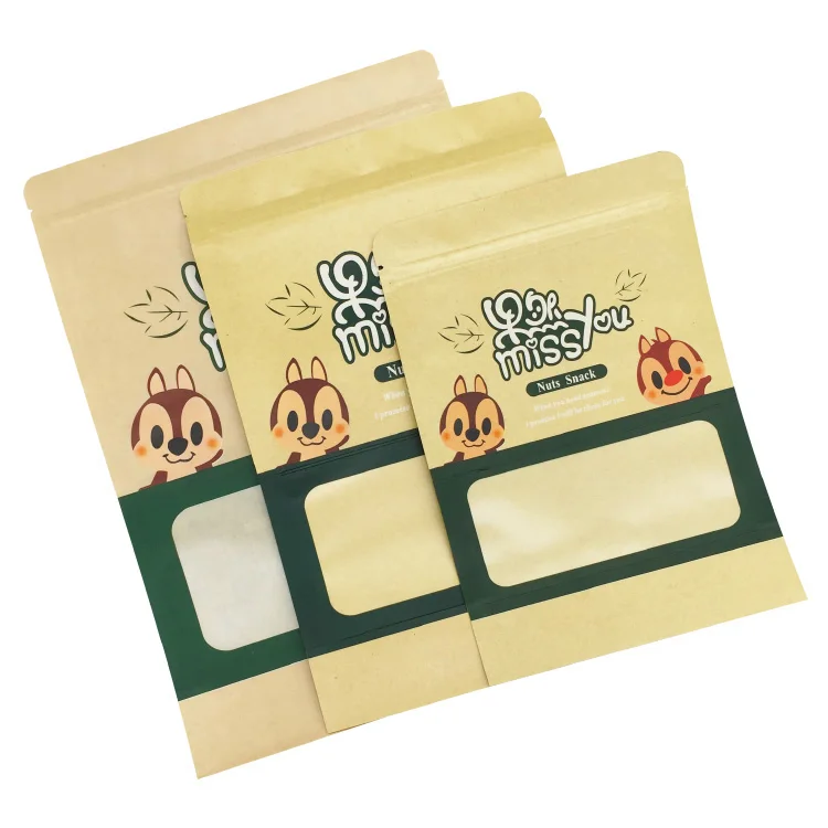 Custom food grade eco friendly reusable zipper stand up plastic peanut nuts packaging bags snack bag