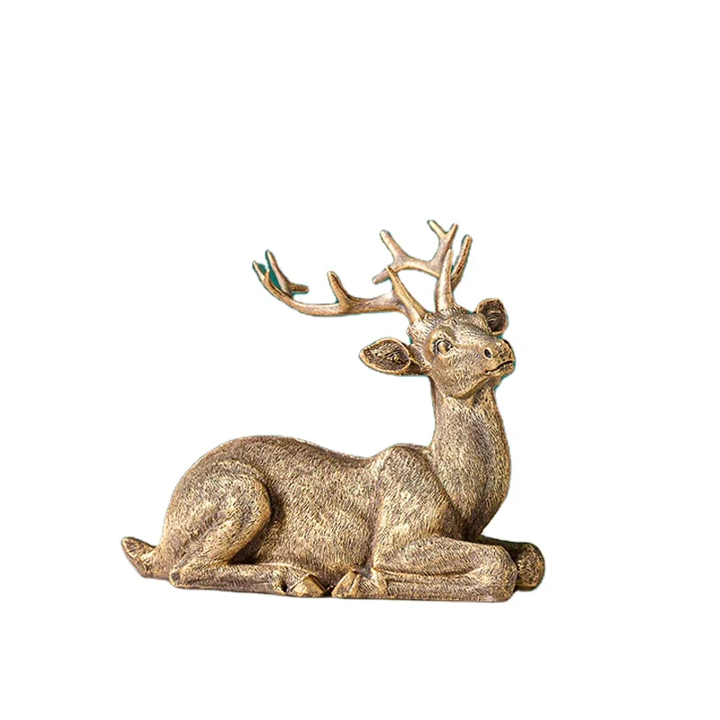 Lying Sculptures Outdoor Home Vintage Resin Deer Statue Decoration Christmas Deer