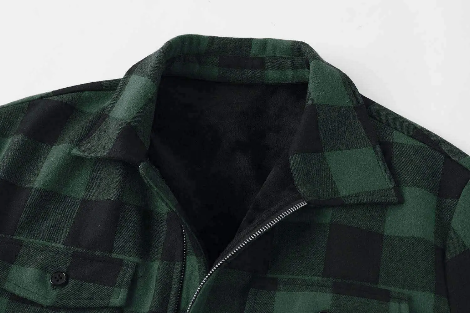 Vintage Mens Polar Fleece Flannel Shirt Jacket Fitted Plaid Heavy Lined Flannel Shirt Jacket for Men