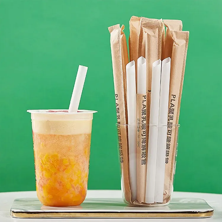 Factory Wholesale PLA Disposable Drinking Straw Bubble Tea Eco Friendly Individual Packaging 6 9 12mm Biodegradable Pla Straw