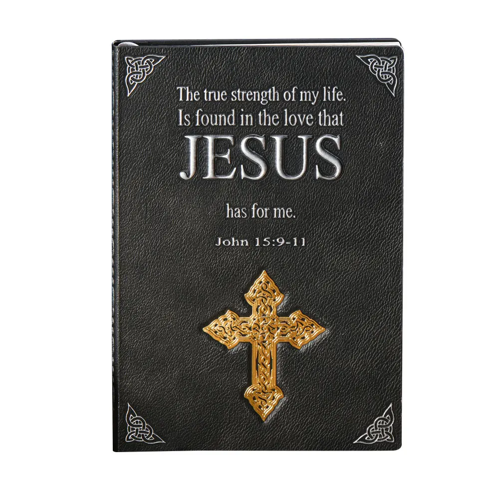 Jesus 3D kraft embossed notebooks 3 different leather color notebook recyclable paper