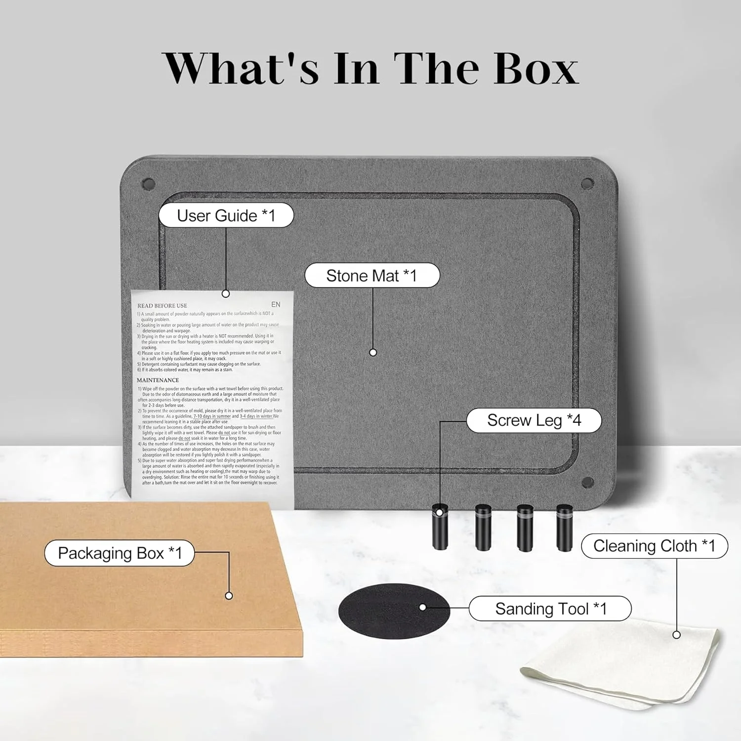 Stone Dish Drying Mat for Kitchen Counter 15.6 x 11.7 Super Absorbent Diatomaceous Earth Dishes Drying Mat with Non-Slip Feet