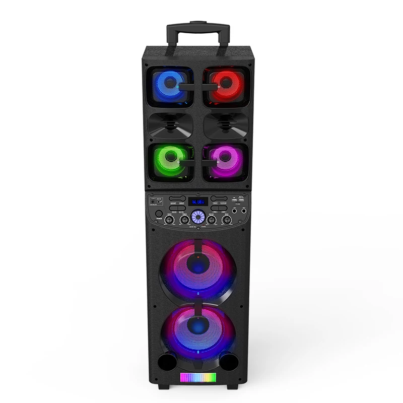 Dual 6.5' Super Bass Bluetooth Speaker USB FM Radio Home Audio Outdoor Trolley Party Karaoke Speaker