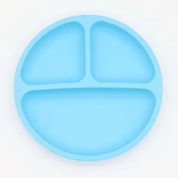 silicone baby modern divided round suction silicone dinner plate tableware with adsorption silicon kids food plate