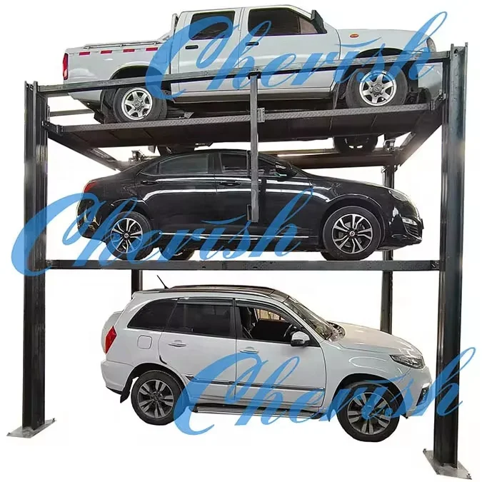 Three level valet parking equipment triple level vehicle stacker 4 columns car elevator