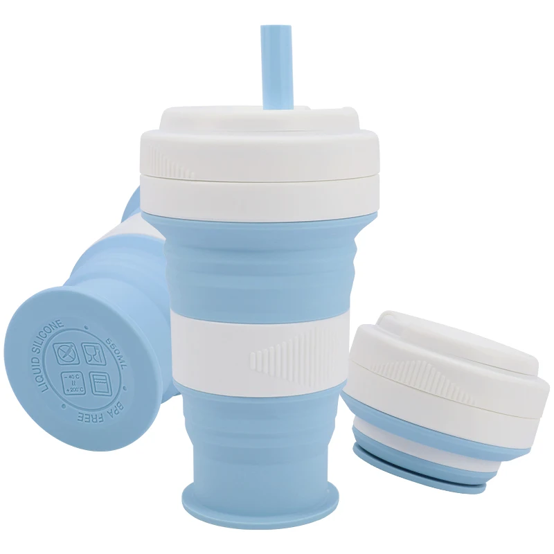 Customize Portable Collapsible Folding Coffee Cup Mug To Go Travel Foldable Silicon Cup Flexible Silicone Ice Water Bottles